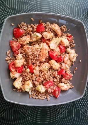 Foto di Gamberoni al curry con farro