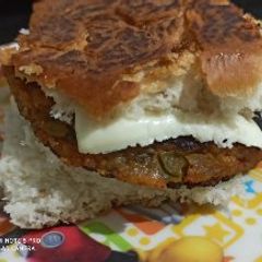 Leftover Pav bhaji tikki burger A picture of Leftover Pav bhaji tikki burger.