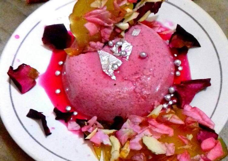 Valentine special.. rose pudding with crunchy rose almond chikki