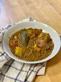Easy Stewed Lentils with Vegetables and Chorizo