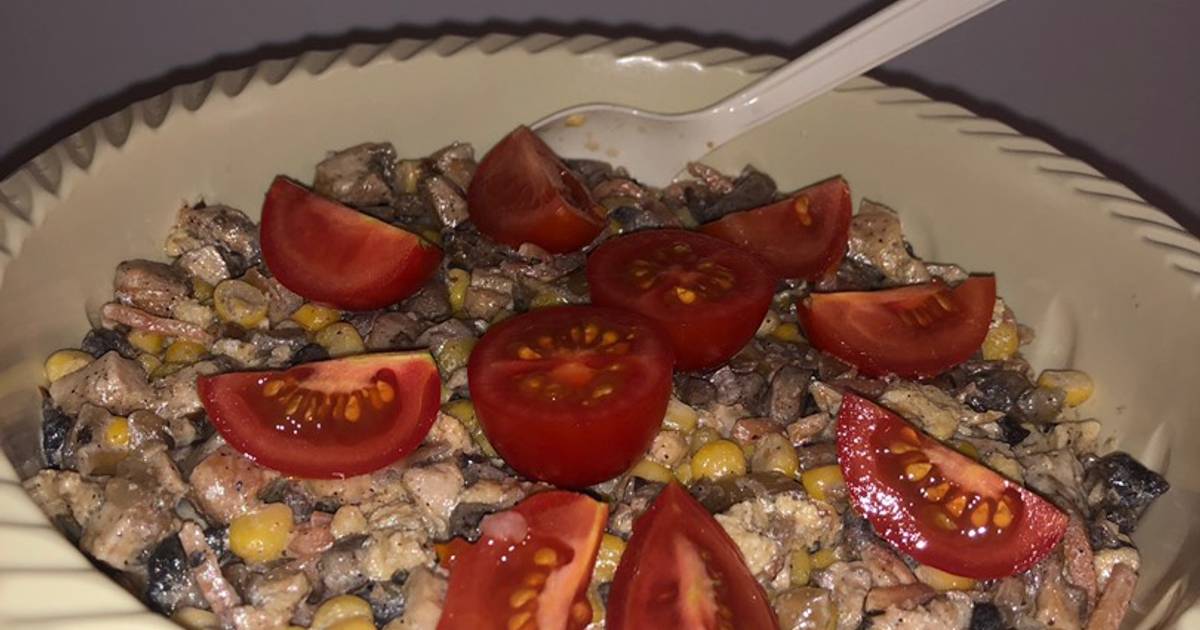 Теплый салат с грибами и помидорами 41 пошаговый рецепт