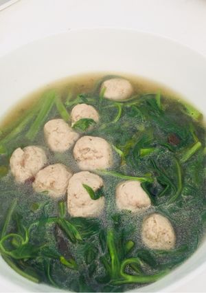 Hình của món Canh rau muống nấu mọc.