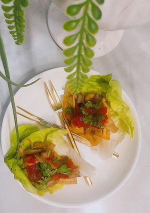 Hình của món Tacos xà lách nấm đậu (chay).