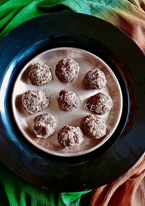 A picture of Soft melt in mouth Haleem Seed and Coconut Laddu/ Gardencress and Coconut Sweet Balls/ अळीवाचे लाडू.
