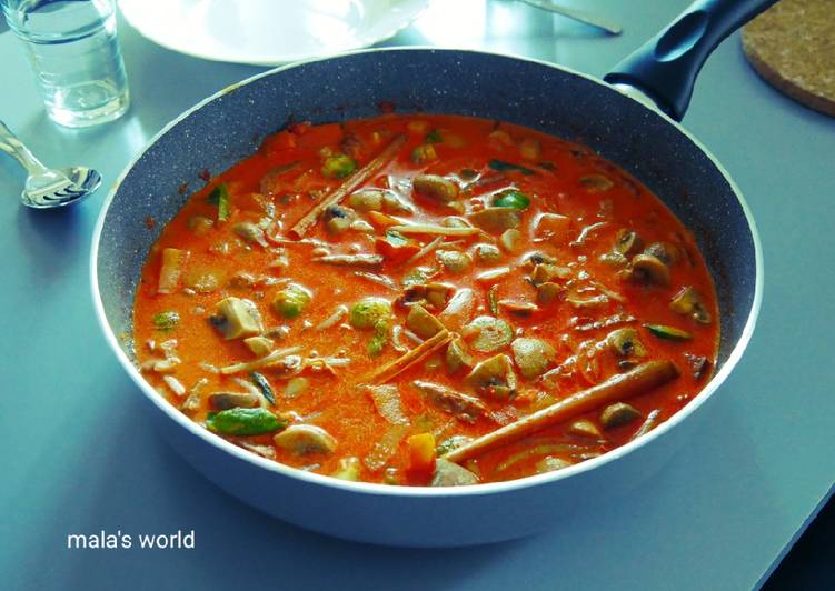 Cara Gampang memasak Red Thai Curry Vegetarish Lezat