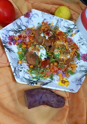 A picture of Sweet Potato Tikki Chaat.