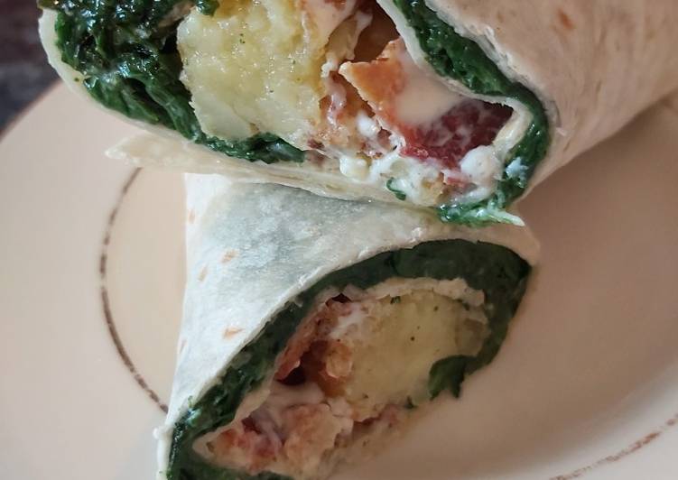 Recipe of Super Quick Homemade Bacon, Spinach &amp; Hash Brown Wrap