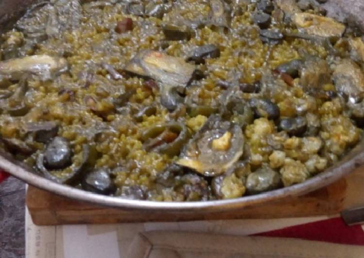 Paella de verdura con jamoncito