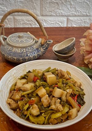 Foto resep Tumis Sayur Asin x Samcan ala Tiger Kitchen