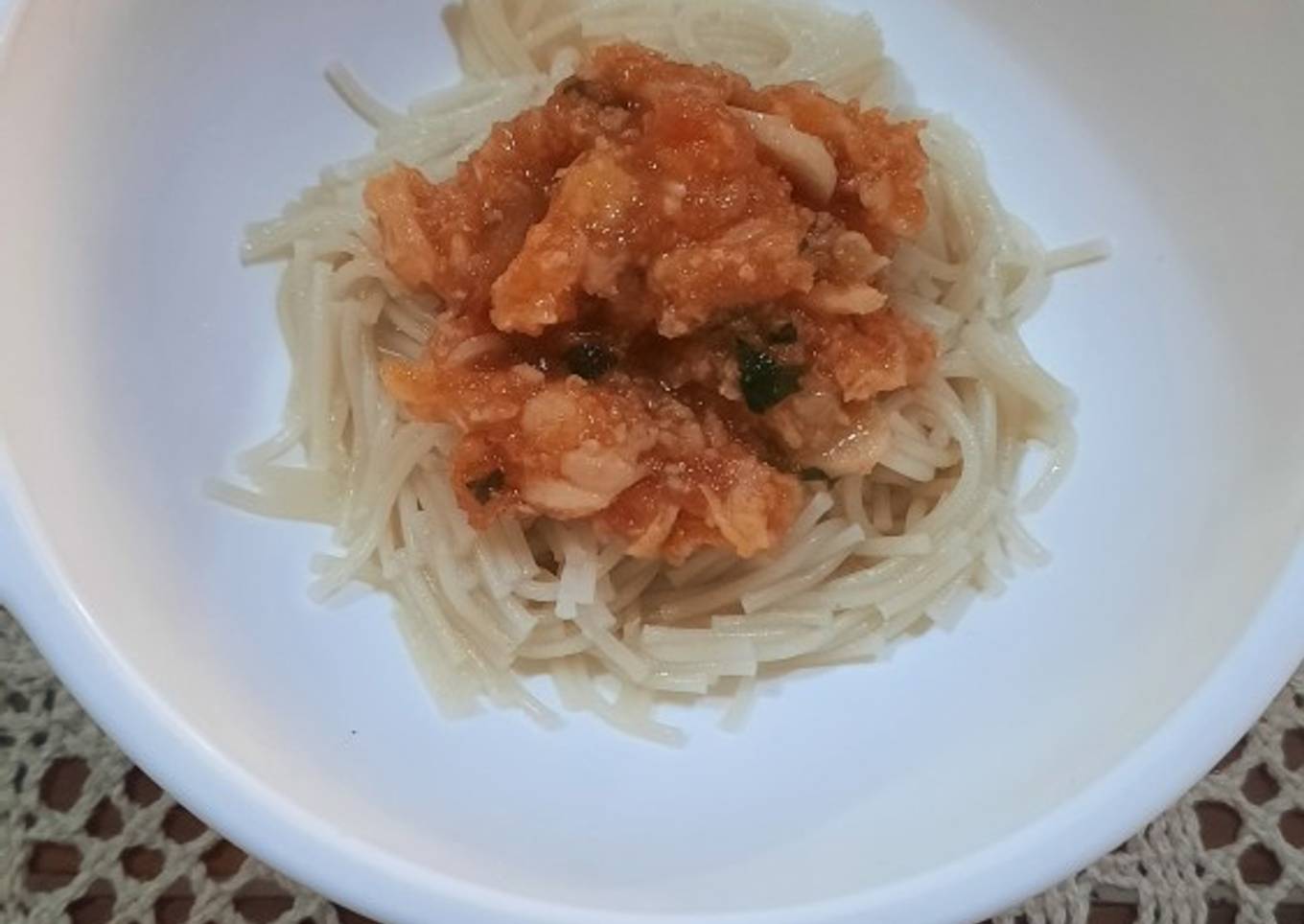 MPASI Day 56 - Mie Udang Saus Tomat