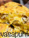 Tortilla de patata, cebolla, shiitake y scamorza 🧅 🥔 🍄 🧀