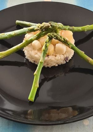 Une photo de Risotto pétoncles asperges