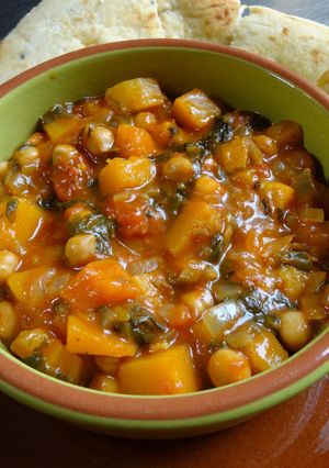 A picture of Squash & chickpea curry.