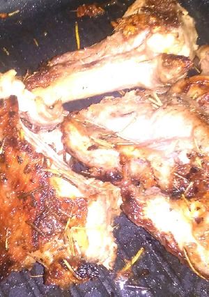 A picture of Bbq goat ribs using dessini.