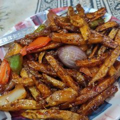 A picture of Spicy chilli potato.