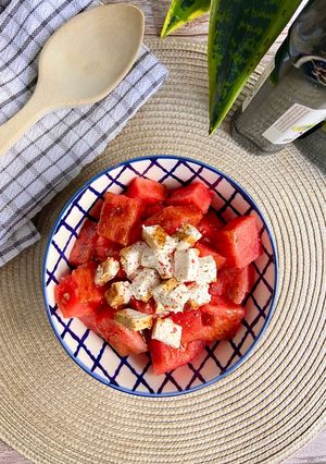 Foto principal de Ensalada de sandía y queso feta con vinagreta