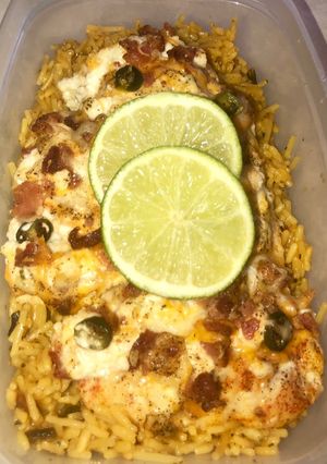 A picture of Jalepeno popper hassle back chicken.