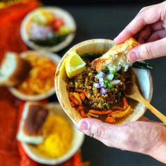 A picture of Sprouted Moong Misal pav.