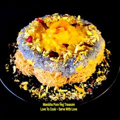 Mango Custard Vermicelli Dessert - Mango Custard Kunafa A picture of Mango Custard Vermicelli Dessert - Mango Custard Kunafa.