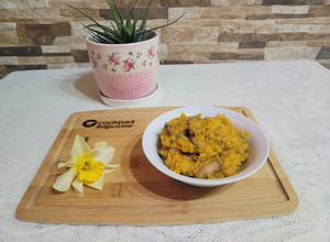 Una foto de Puré de calabacín con portobellos