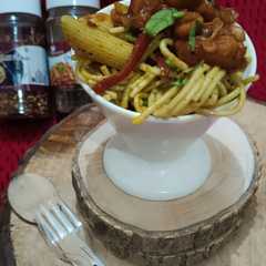 पास्ता नूडल्स विथ गोभी मंचूरियन (Pasta Noodles with Gobhi Manchurian recipe in Hindi)-レシピのメイン写真