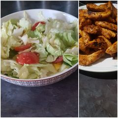 A picture of Avocado salad with grilled chicken.