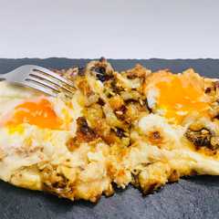 Una foto de Huevos a la plancha con miel