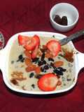 A healthy breakfast with black rice -mung porridge