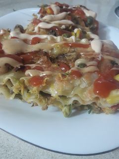 عکسی از دستور لازانیا گوشت مرغ و سبزیجات😋