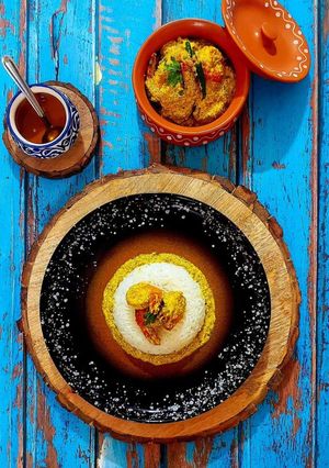 A picture of Fried Chingri Bhapa.