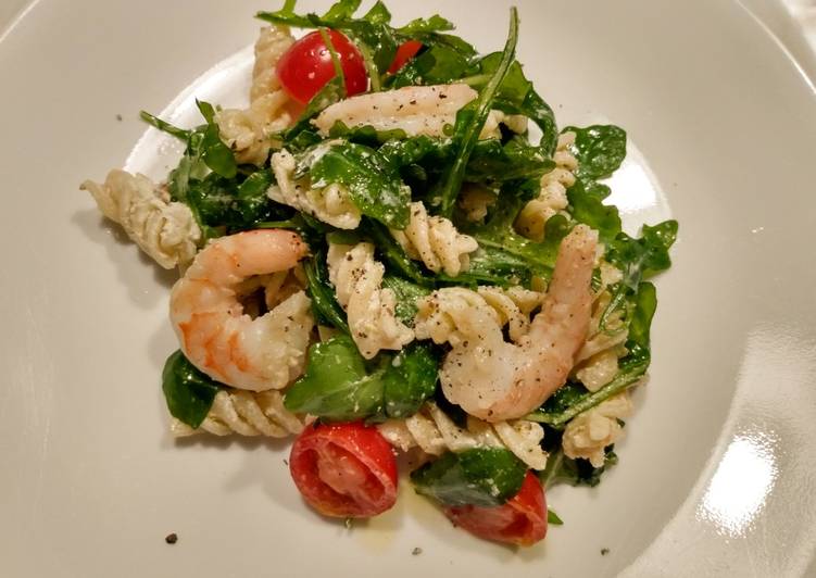 Steps to Prepare Favorite Shrimp, arugula and goat cheese rotini