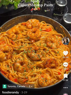 A picture of Cajun shrimp pasta 🍝.