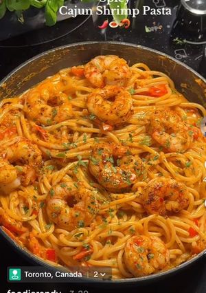 A picture of Cajun shrimp pasta 🍝.