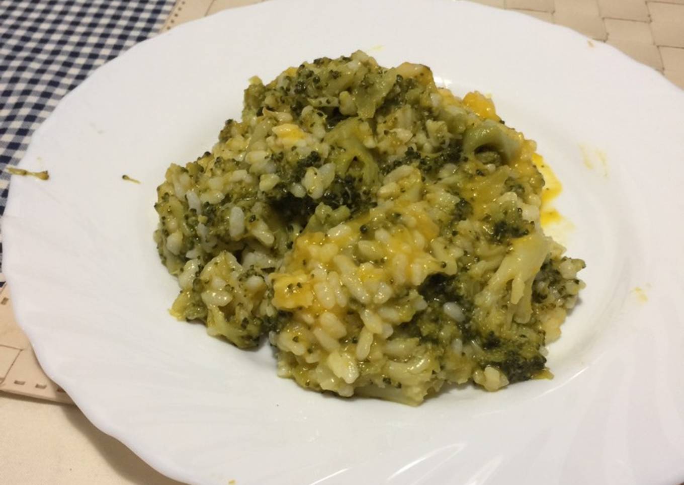 Crema de calabaza con arroz y brécol