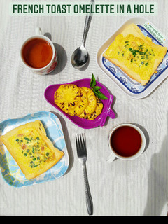 Foto resep French Toast Omelette in a Hole (Omlet Roti Perancis Dilubang)
