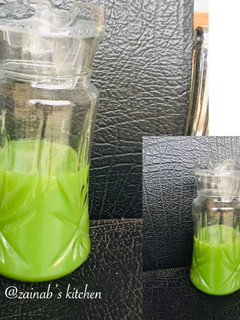 A picture of Cucumber, mint leaf & lemon juice🥒🍋.