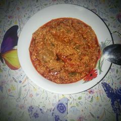 Egusi soup A picture of Egusi soup.