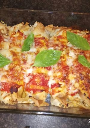 Una foto de Canelones caseros de carne gratinados