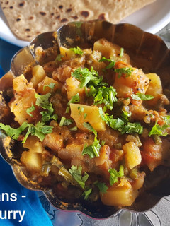 A picture of Long beans-potato curry/ Barbati-aloo sabzi.