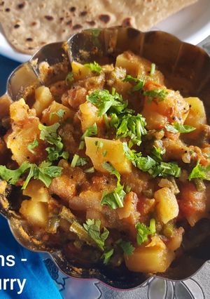 A picture of Long beans-potato curry/ Barbati-aloo sabzi.
