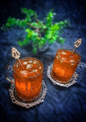عکسی از دستور شربت آلو خاکشیر زعفرانی با دانه چیا🌙✨️