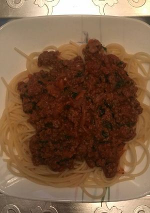 Una foto de Pasta bolognesa