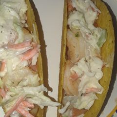 A picture of Shrimp Tacos w/ Coleslaw.