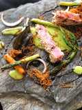 Tataki de atún con texturas de vegetales