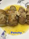 Patatas hasselback asadas con ajos confitados y mantequilla