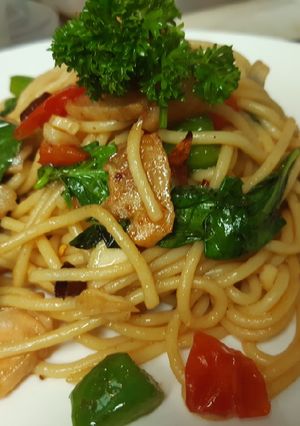 รูปของ สปาเกตตี้พริกแห้งแซลม่อน Salmon Dried Spaghetti