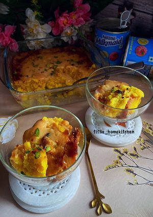 A picture of Baked Caramel Mango Halwa.
