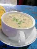 Mushroom soup with garlic bread