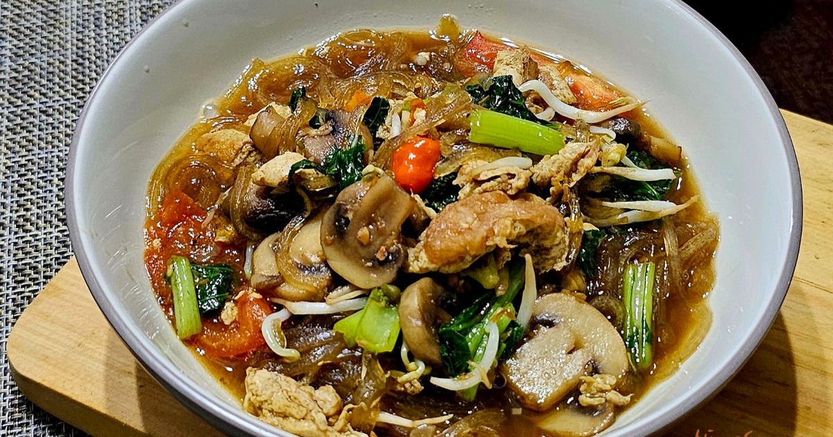 Mie Sagu Rebus mix Jamur Champignon🥘_(Dgn.Bumbu Dasar Udang)😋