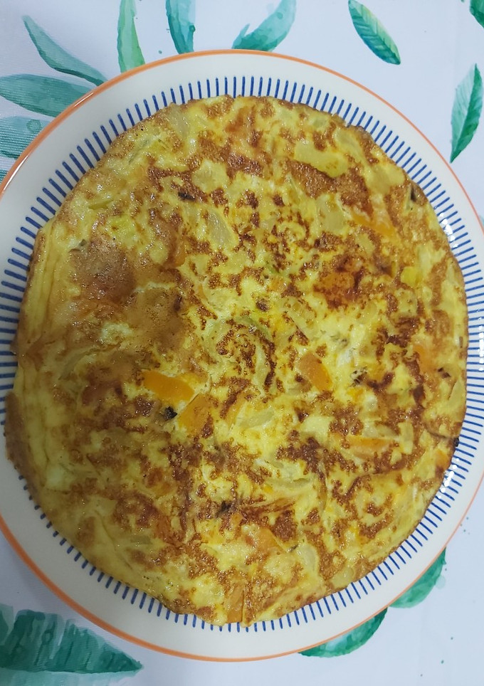 Una foto de Tortilla de calabaza con cebolla al horno